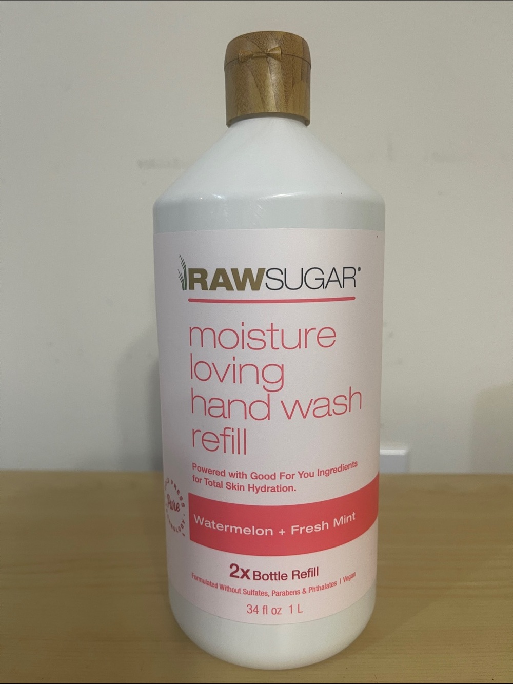 Raw Sugar Moisture Loving Hand Wash Refill - Pink (Watermelon + Fresh Mint)
